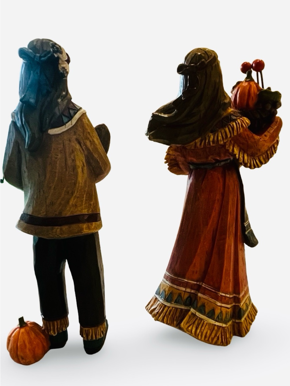 Resin Native American Figure Pair Thanksgiving Fall Decor - Picture 6 of 10